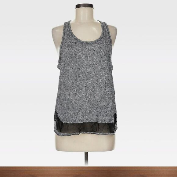 Lululemon Athletica Size Large Razorback Tank Black White Sheer Hem Relaxed Fit - Picture 1 of 5
